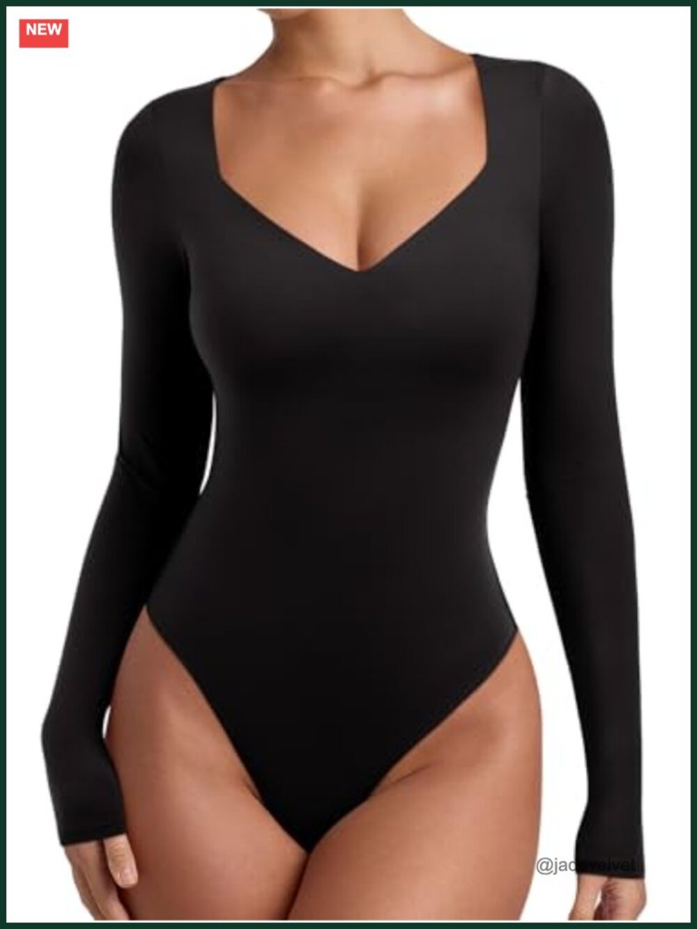 Long Sleeve Square Neck Bodysuit Going Out Top